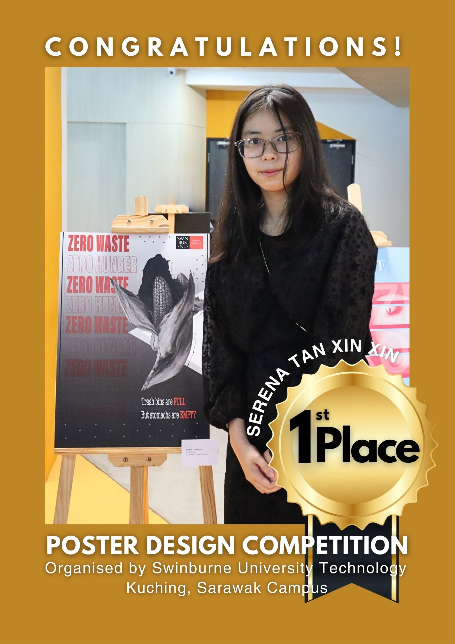 Serena Tan Xin Xin wins best poster design competition by University of Swinburne ~ Kuching, Sarawak Campus.
