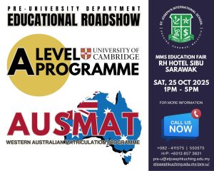 Read more about the article SJIS PRE-UNIVERSITY PROGRAMME. Come visit us at the MMS Education Fair on the 25th October at RH Hotel, Sibu!